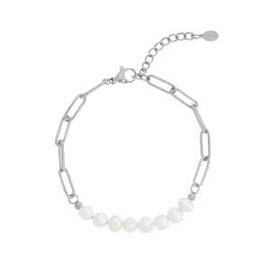 Armband med pärlor och silverkedja – Kirurgiskt stål